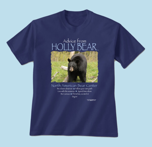 Advice from our bear Holly dark blue adult shirt.