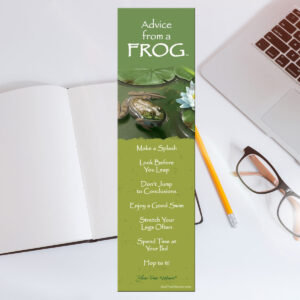 Advice from a frog bookmark.